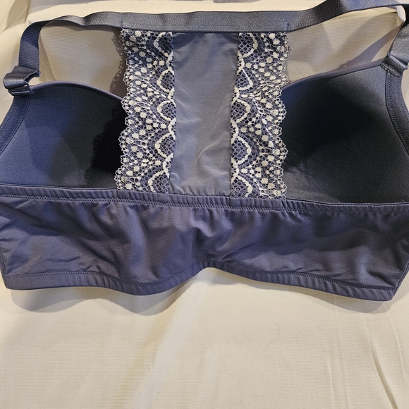 Cacique 46DD Bra Bundle Mauve Lace & Navy Blue RacerBack Smoothing Full Coverage - Picture 2 of 5